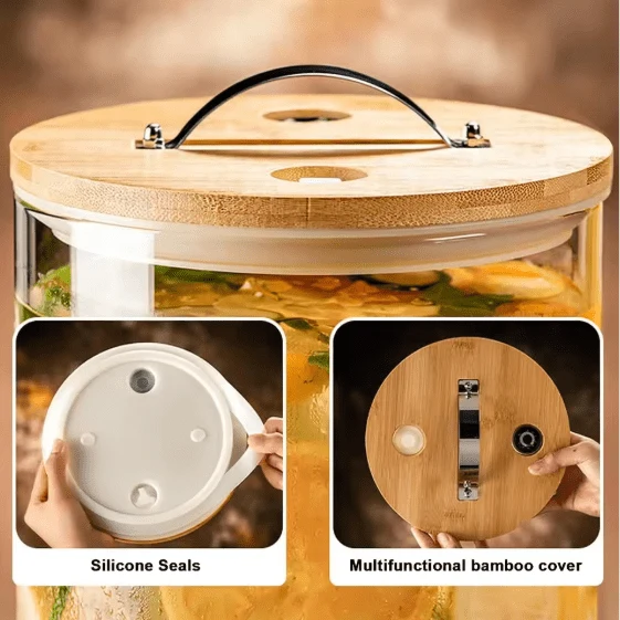 Drink Serve Dispenser with Wooden Stand
