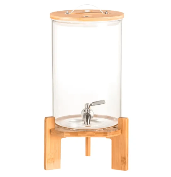 Drink Serve Dispenser with Wooden Stand
