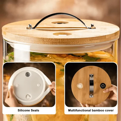Drink Serve Dispenser with Wooden Stand